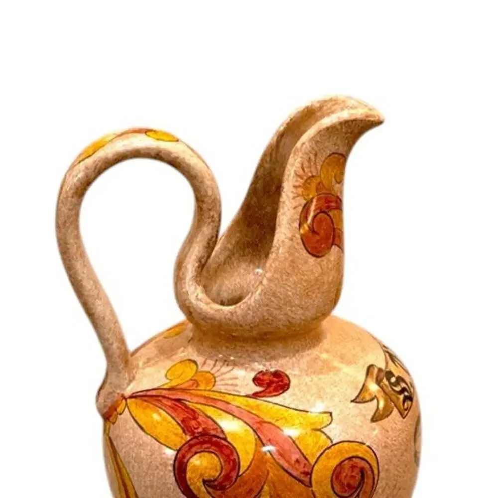 Biagioli Gubbio Italy Vintage Hand Painted Majolica Ewer / Vase 🇮🇹